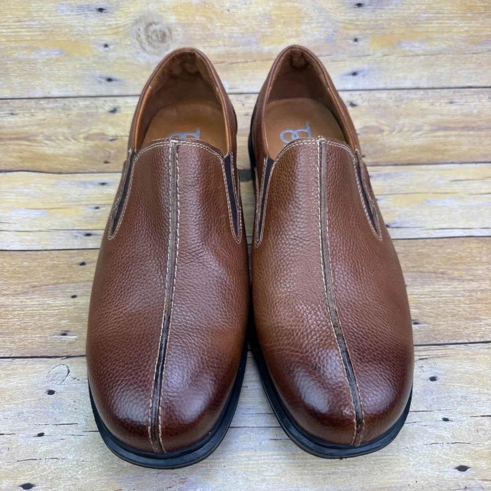 Gravity Defyer Mens Brown Leather‎ Slip On Loafers Comfort Shoes Size 11.5 Wide